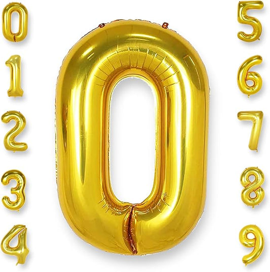 AULE 40 Inch Big Gold 0 Balloon Number Large Foil Helium Number Balloons 0-9 Jumbo Giant Happy 0th Birthday Party Decorations for Boy or Girl Huge Mylar Anniversary Party Supplies