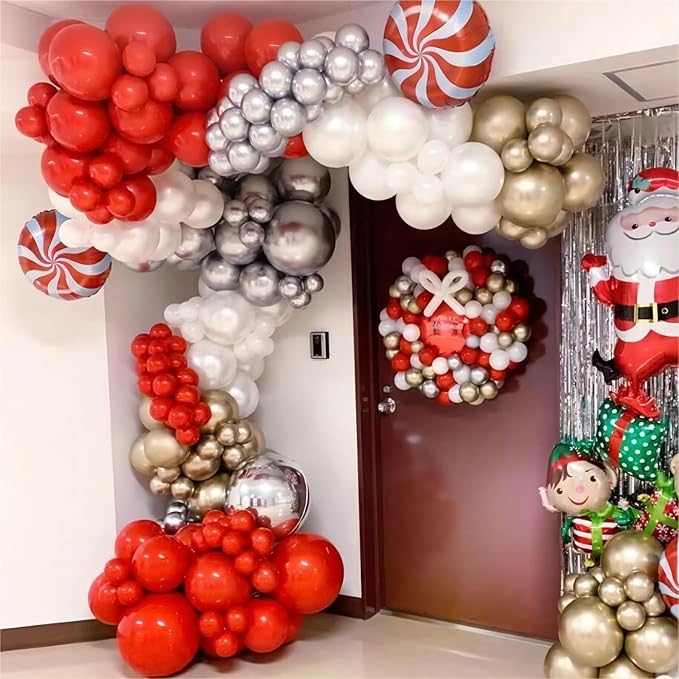 130pcs Red and White Balloons Garland Arch Kit, 18 12 10 5 Inch Different Sizes Pack Red White Latex Balloon for Wedding Baby Shower Birthday Christmas Party Garland Decoration