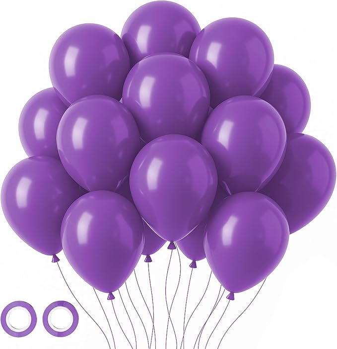 Voircoloria 105pcs Purple Balloons 12inch Party Latex Balloons for Birthday Baby Shower Halloween Wedding Valentine's Day Party Bachelorette Decorations