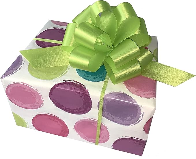 GiftWrap Etc. Lime Green Decorative Gift Pull Bows, 5" Wide, Set of 10, Spring, Swag, Garland, Gift Basket, Presents, Birthday, Fundraiser, Christmas, Mardi Gras, St. Patrick's Day, Easter