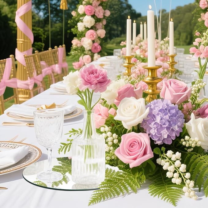8 Pack Round Mirrors for Centerpieces, 6" Small Acrylic Mirrors Candle Plate Circle Mirror Candles Trays Mirror Tiles for Wedding Table Centerpieces Birthday Decorations, Crafts Decor
