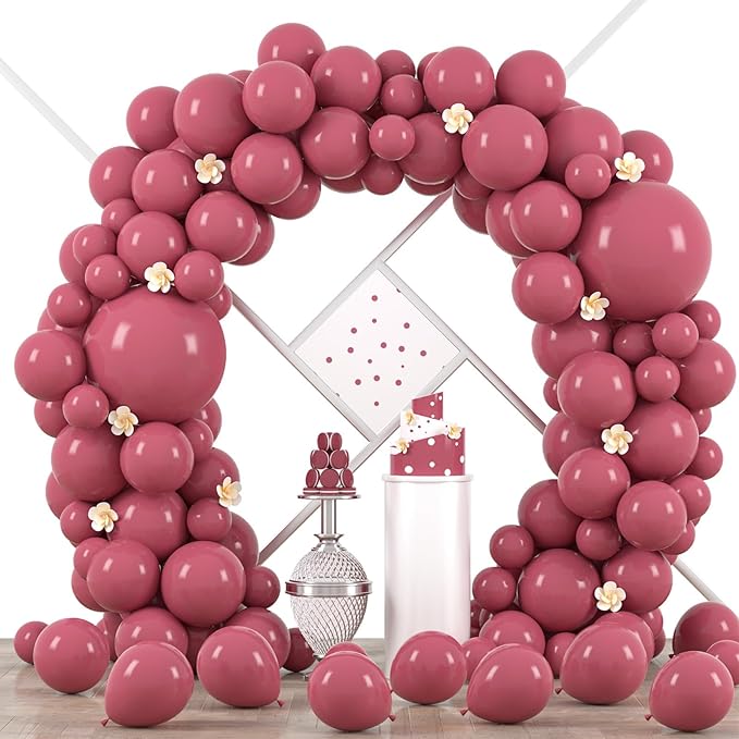 Voircoloria 90pack Retro Hot Pink Balloons Different Size 18/12/10/5 Inch Retro Hot Pink Balloon Garland Arch Kit for Graduation, Wedding, Birthday, Princess Theme Party, Valentine's Day Decorations