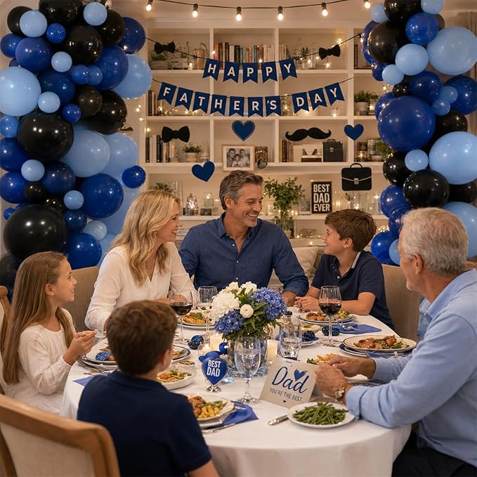 Jobkoo Blue and Black Balloon Arch Kit, 102 Pcs Black Navy Royal Light Blue Balloons Garland Kit for Graduation Fathers Day Boys Baby Shower Gaming Birthday Party Decorations