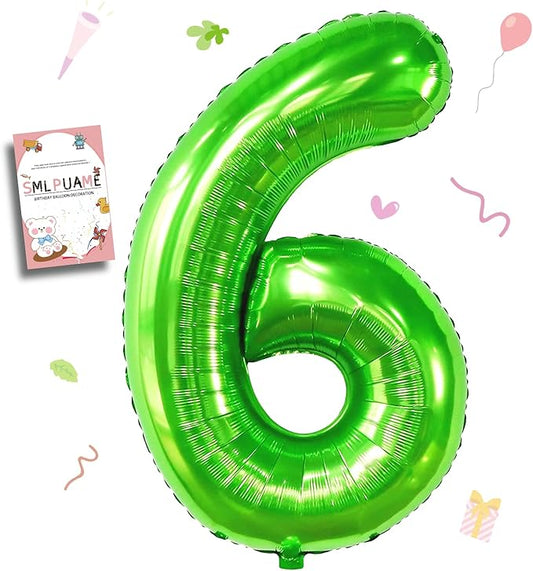 40 inch Number Balloon 0-9 Green Large Number 6 Balloons,Digital Balloons for Birthday Party Celebration Decorations Supplies, Helium Foil Number Balloons for Wedding Anniversary