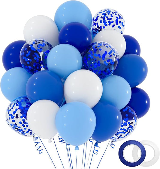 NACHLYNN 60 Packs Blue Party Confetti Balloons 12 Inches Light Blue Balloon Arch Kit for Birthday Decorations Baby Shower Wedding Graduation Party Decorations