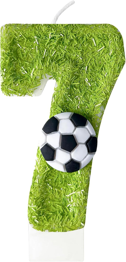 7th Birthday Candles，Soccer Birthday Decorations，Suitable for Girl and boy Cake Toppers, Wedding Cakes, Anniversaries, Party Celebrations, Birthday Decorations
