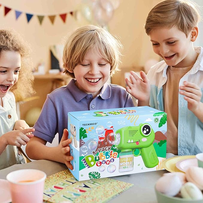 8-Pack Bubble Gun,Automatic Dinosaur Bubble Machine Blower for Kids Summer Indoor Outdoor Toys Birthday Wedding Party Gift