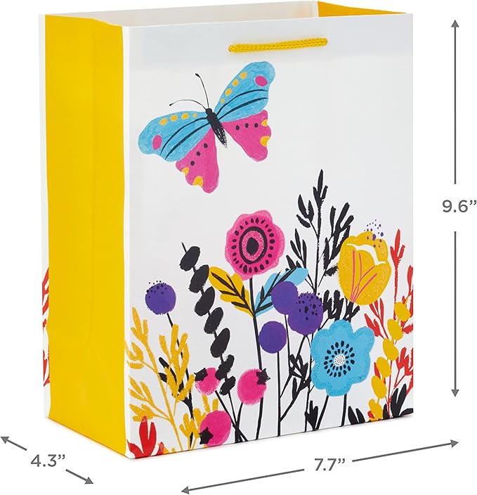 Hallmark Assorted All Occasion Gift Bags (8 Bags: 4 Medium 9", 4 Large 13") Flowers, Butterfly, Stripes, Solids for Easter, Birthdays, Bridal Showers, Mother's Day
