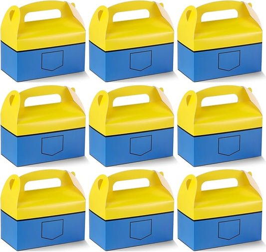 Marspark 24 Pack Yellow Cartoon Birthday Party Supplies, Paper Gift Boxes, Cartoon Candy Boxes for Birthday Party Decorations(Yellow Pattern)