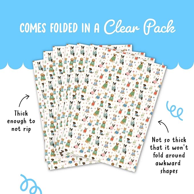 CENTRAL 23 Cute Dog Wrapping Paper - 6 Sheets Of Gift Wrap - Colorful Pets In Sweater - Birthday, Christmas, Easter, Baby Shower - Pet Lovers, All Occassions, Animal Parties All Occasion