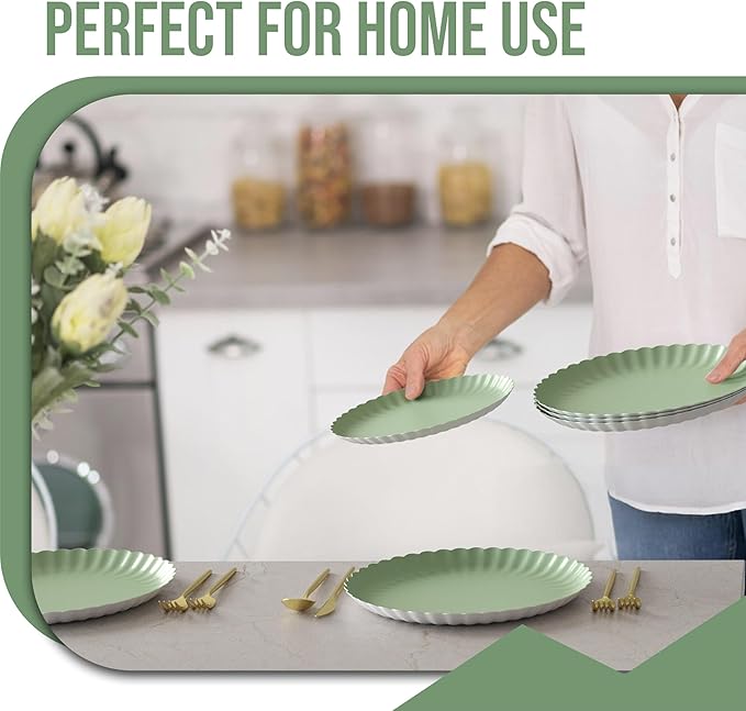 Trendables Floral Paper Plates 8.5 Inch & 10.5 Inch 80 Pcs Dinner Plate Set Fancy Disposable Plates for Party for 40 Guests 40 X 8 & 40 X 10 Large & Small Paper Plate Set for Parties Matcha