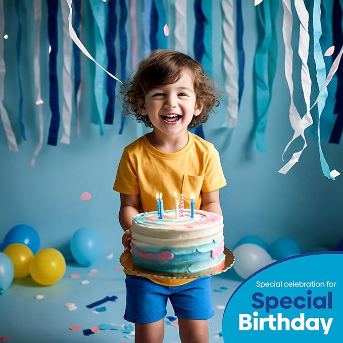 Captain Décor 8 Blue and White Streamers, 656ft Pack of Crepe Paper Rolls for Blue and White, Decorations for Party and Birthday Decor (1.8 inch x 82 ft/Roll)