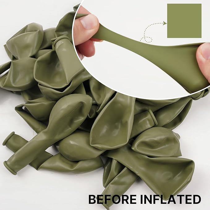 PartyWoo Sage Green Balloons 50 pcs 5 Inch Small Mini Matte Sage Olive Green Boho Neutral Eucalyptus Latex Balloons for Wedding Baby Shower Gender Reveal Birthday Party Decorations Green-F11