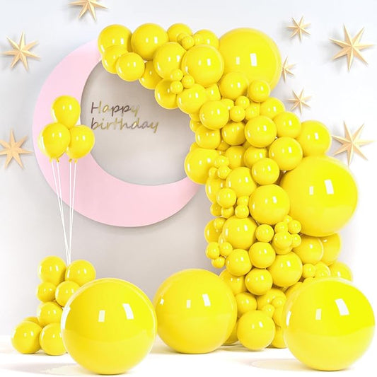 Yellow Balloons, 140pcs 18 12 10 5 Inch Different Sizes Pack Party Latex Balloons for Birthday Halloween Holiday Balloon Garland as Party Decorations