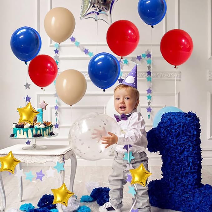 Red Blue Balloon Garland Arch Kit, Navy Dark Blue, Red Balloons Blush Neutral Balloons for Birthday Wedding Anniversary Graduation Baby Shower Party Decorations