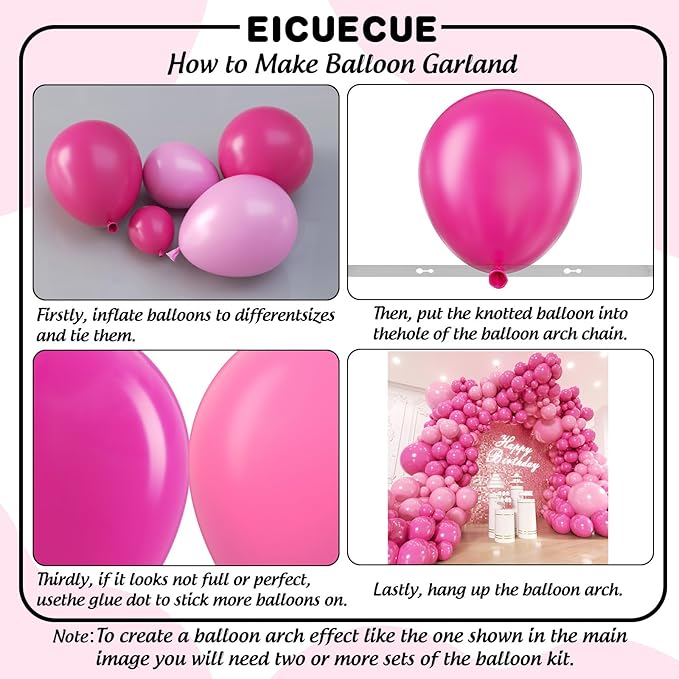 Pink Balloon Arch Kit - 154Pcs 5 10 12 18 inch Hot Pink and Pink Balloon Garland Kit for Wedding Girls Birthday Princess Theme Valentines Day Bridal Baby Shower Engagement Party Decorations