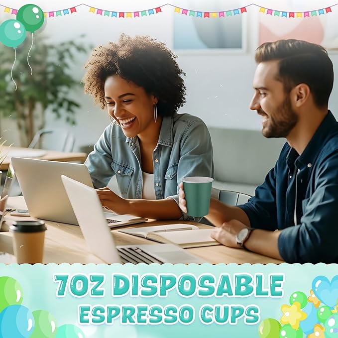 200 Pcs Sage Green Paper Cups 7 oz Disposable Party Cups Bulk for Birthday Rainbow Party Supplies DIY and Holiday Hot Cold Beverage