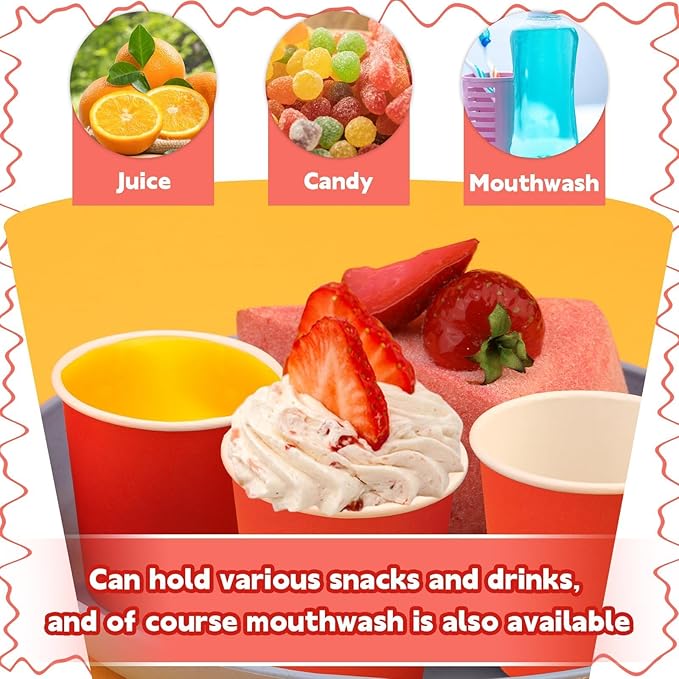 100 Pack 3 oz Paper Cups, Disposable Small Bathroom Cups Red, Mini Disposable Mouthwash Cup, Espresso Cups for Party Travel Picnic BBQ