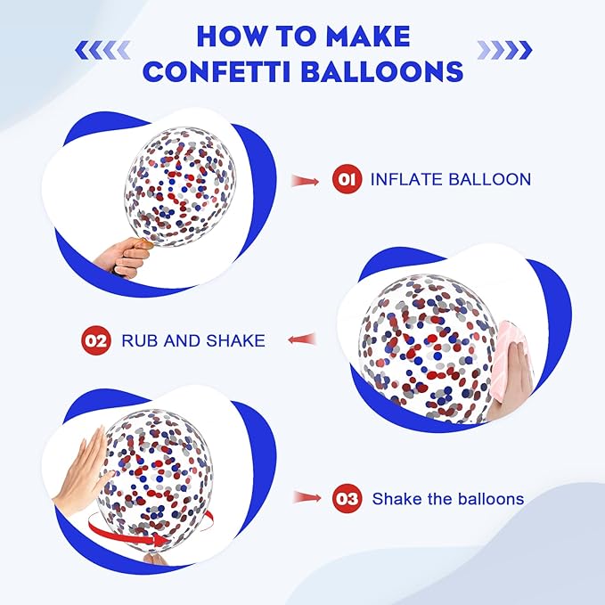 Red White and Blue Balloons,65Pcs Red and Blue Latex Balloons for 4th Of July Patriotic Balloon Graduation Birthday Party Decorations