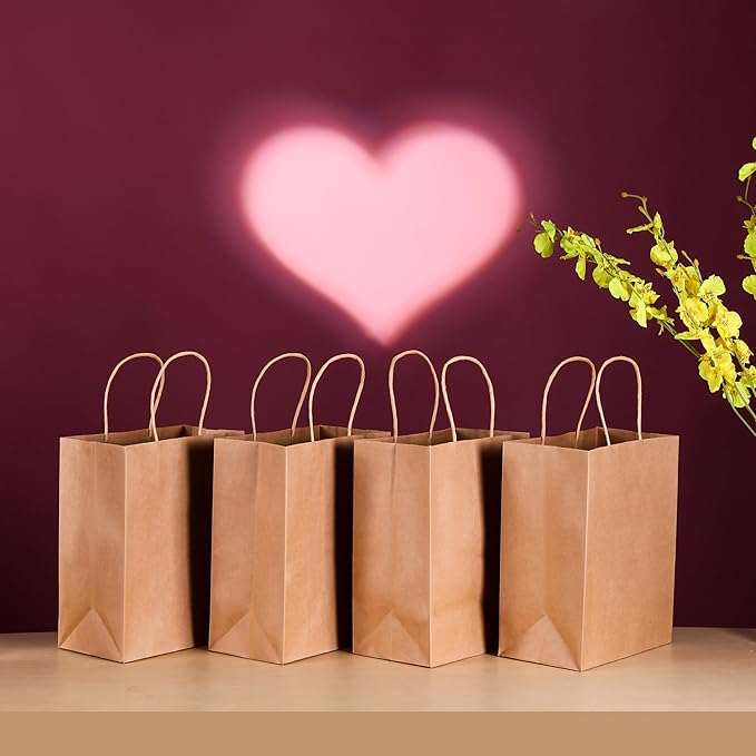 SUNCOLOR Brown Kraft Paper Gift Bags with Twisted Handles, 8x4.5x10 Inch, Medium, 25 Pack, for Shopping, Party Favors, Wedding