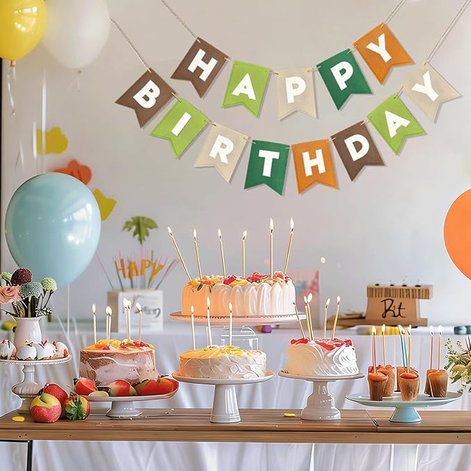 Happy Birthday Banner, Boho Felt Birthday Garland, Reusable Birthday Party Decorations for Kids and Adults, Birthday Decorations for Women, Hanging Banner Decor for Home Office Party