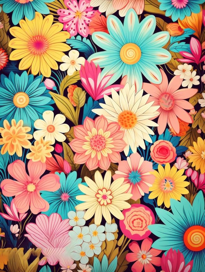 Large Floral Outdoor Rug for Patio Balcony Deck Camping Poolside Garden Machine Washable Waterproof Porch Backyard Outside Carpet 7x10 Blue Yellow Pink Flower Mat Easy Clean