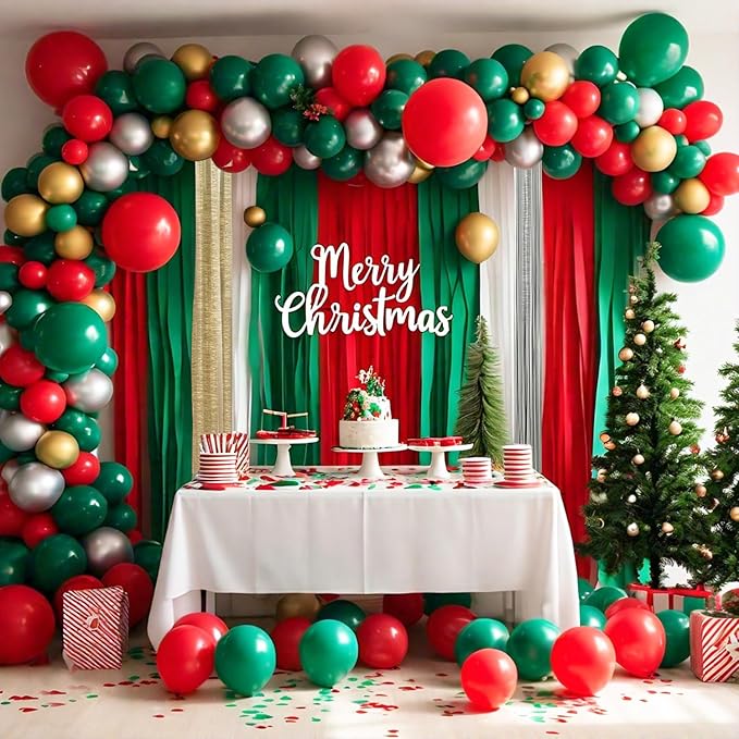 6 Christmas Streamers Rolls, 591ft Pack of Unique 6 Christmas Crepe Paper Rolls for Party Decorations, Party Streamers for Wedding Decoration (1.8 inch x 98.5 ft/Roll)