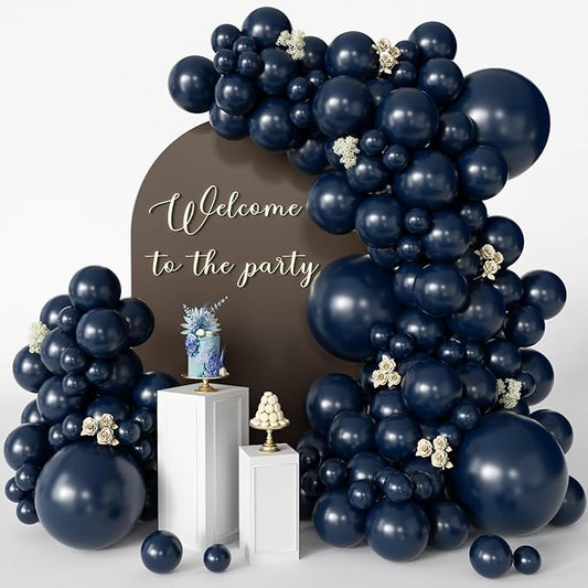 Navy Blue Balloons 125 PCS Different Sizes 18 12 10 5 Inch Dark Blue Balloon Arch Kit Garland for Birthday Party Baby Shower Graduation New Year Weddings Father's Day Party Decorations