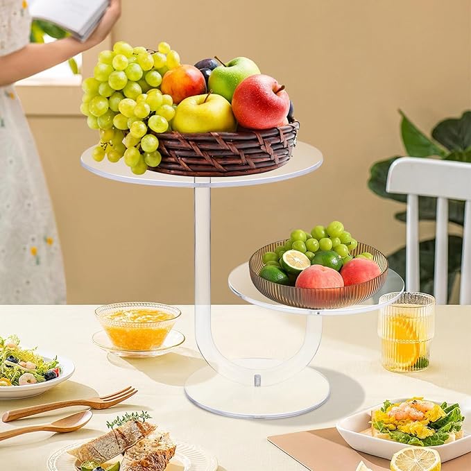 CECOLIC 2 Tier Clear Cake Stand Acrylic Cupcake Display Holder Dessert Pastry Tower for Weddings, Birthdays, Anniversaries, Baby Showers, Afternoon Tea Parties Décor (10 Inches)