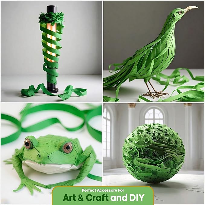 Captain Decor 4 Crepe Paper Streamers Rolls, 328ft Pack of Unique 4 Green Streamers for Party Decorations, Birthday and Wedding Decoration (1.8 inch x 82 ft/Roll)
