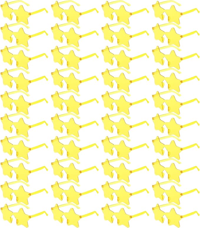 Pibupibu Wholesale 40 Pack Rimless Star Shaped Sunglasses Bulk Adults Unisex, Fun Colorful Pentagram Glasses Party Favors