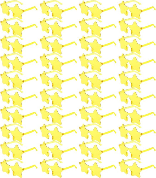 Pibupibu Wholesale 40 Pack Rimless Star Shaped Sunglasses Bulk Adults Unisex, Fun Colorful Pentagram Glasses Party Favors