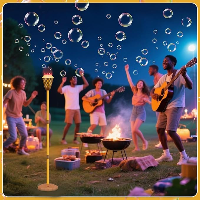 Bubble Machine for Kids, Garden Lamp Bubble Toy with Colorful Lighting and Music for Toddlers, Rechargable Bubbles Blower Maker Outdoor Toys for Halloween Birthday Christmas Party