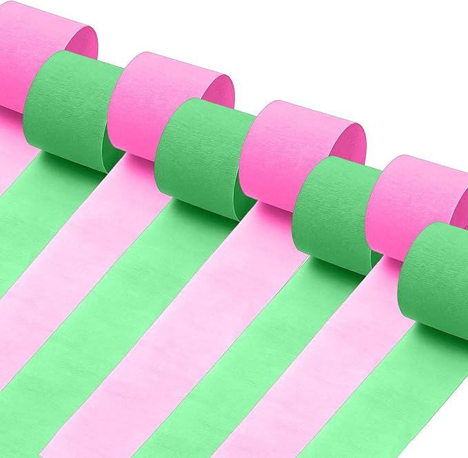 Pink and Green Crepe Paper Streamers 8 Rolls 32ft, Witch Theme Party Supplies Birthday Baby Shower Wedding Decorations