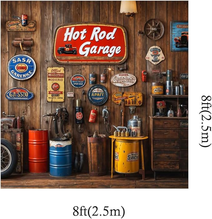 Kate 8x8ft Family Dad's Garage Car Repair Shop Photography Backdrops Vintage Wooden Wall Repair Tools Decoration Father's Day Boy Photo Background