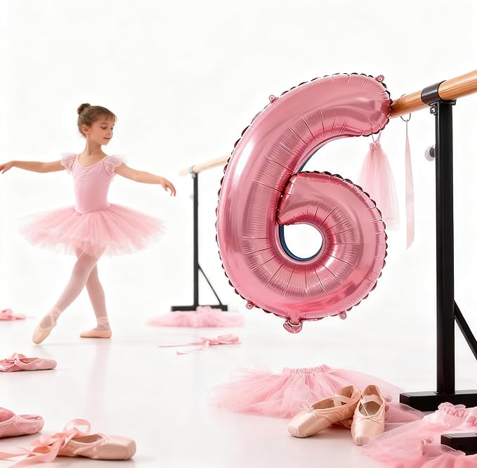 Pink Number 6 Balloons 40 Inch Giant Number Hot Pink 6 Foil Mylar Balloons for 6th Birthday Anniversary Events Party Decorations