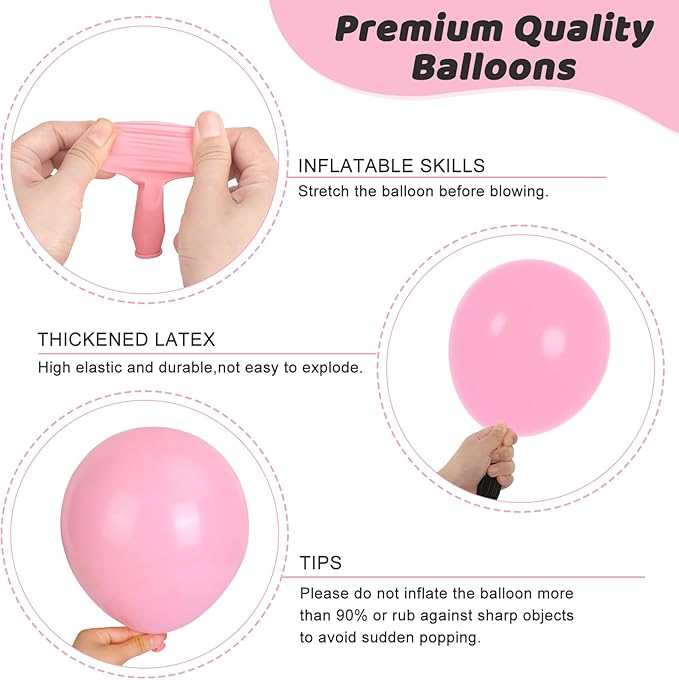RUBFAC 135pcs Baby Pink Balloons Different Sizes 18 12 10 5 Inch for Garland Arch, Light Pastel Pink Latex Balloon for Wedding Birthday Party Baby Shower Gender Reveal Anniversary Decorations