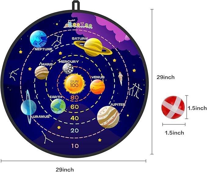 BooTaa 29" Large Dart Board for Kids, Kids Dart Board with Sticky Balls, Boys Toys, Indoor/Sport Outdoor Fun Party Play Game Toys, Birthday Gifts for 3 4 5 6 7 8 9 10 11 12 Year Old Boys Girls