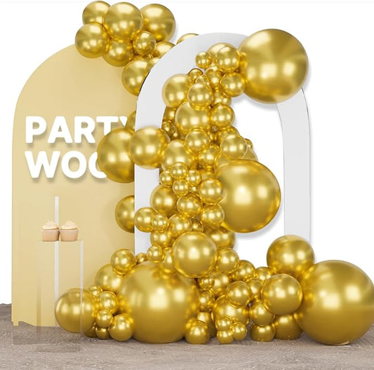 PartyWoo Gold Balloons 155pcs Different Sizes of 18 12 10 5 Inch Gold Balloon Arch Kit Garland for Birthday Wedding Anniversary Baby Shower Graduation Retirement Casino Party Decorations Gold-G101