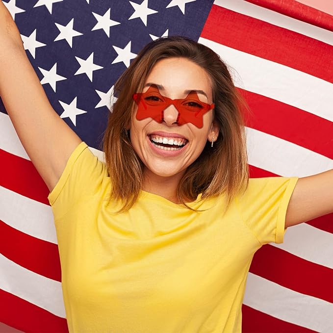Matcheck 14 Star Shaped Rimless Sunglasses Transparent Candy Color Glasses Irregular One Piece Fun Party Eyewears Teen Adult