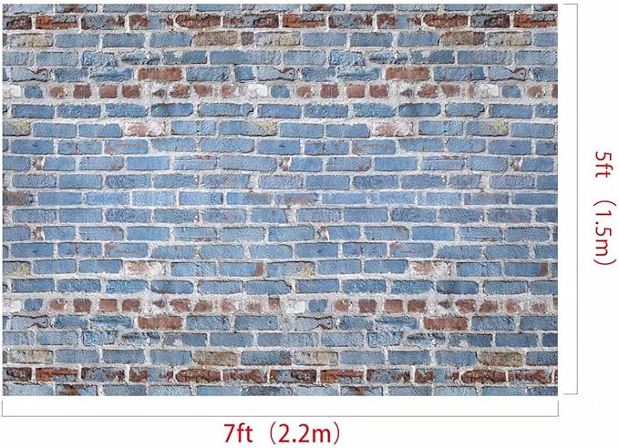 Kate 7x5ft Blue Brick Wall Backdrop for Photography Microfiber Brick Photo Background Birthday Party Decoration