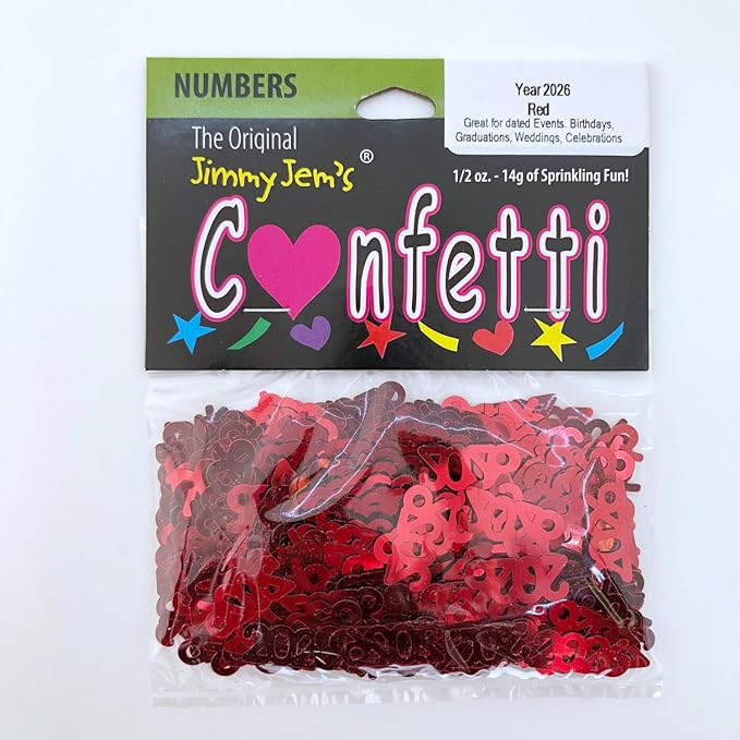 Confetti Year 2026 Red - 2 Half Oz Bags (1 oz) #7345 Q01