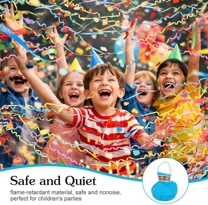 16Pack No Mess Streamers, Blue Hand Thrown Streamer Poppers, No Mess Confetti Poppers, Party Poppers with Ribbons, Confetti Streamers for Birthday, Wedding, Celebrations, Graduation, Party Favors
