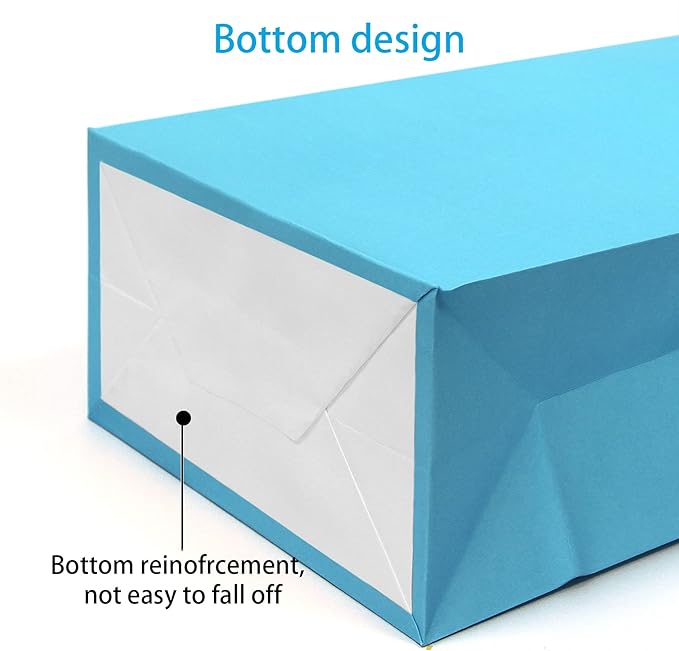 25 PCS Small Gift Bags Light Blue Kraft Paper Bag Sky Gift Bags with Handles for Party Favors (8.2 x 6 x 3.1 In)