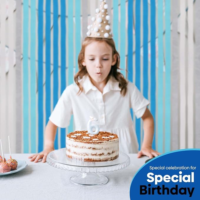 Captain Décor 6 Light Blue Streamers with Silver & White – 492ft Crepe Paper Rolls for Party & Birthday Decorations in Baby & Blue Accents