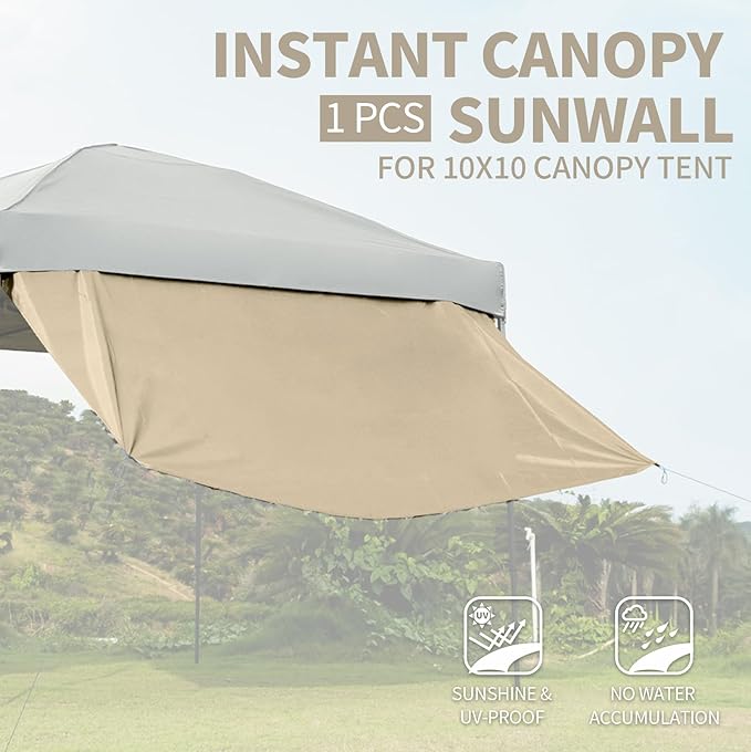 Instant Canopy Tent SideWalls Waterproof Sunwalls for 10x10 Pop Up CanopyTent, 300D Polyester Canopy Walls Waterproof and UV Protection, 1 Pack Sidewall Only