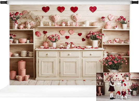 Kate Kitchen Photography Backdrop Children Sweet Kitchen Photo Background Birthday Party Photo Booth Props, 10x6.5ft