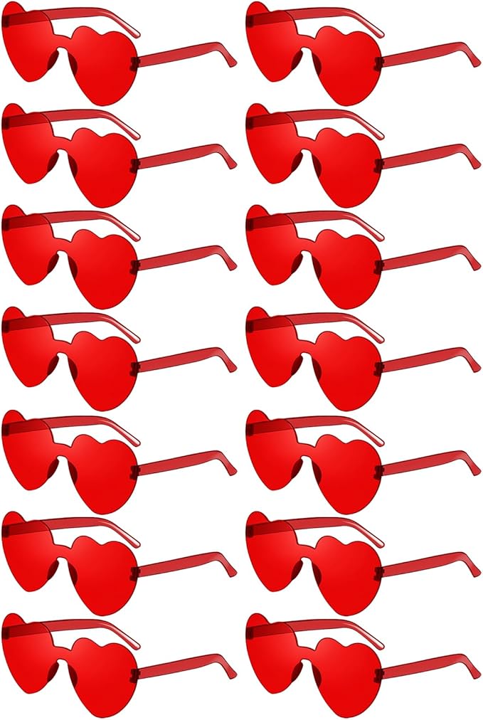 14/42 Pack Heart Sunglasses for Women, Fun Cute Rimless Transparent Candy Color Heart Glasses Party Favors