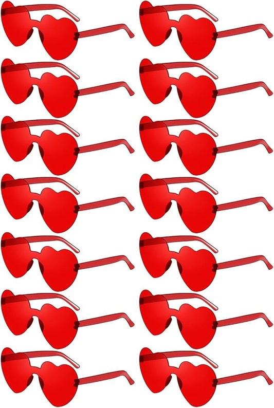 14/42 Pack Heart Sunglasses for Women, Fun Cute Rimless Transparent Candy Color Heart Glasses Party Favors