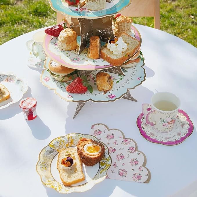 Talking Tables Pretty Floral Paper Plates | Mother's Day Afternoon Tea Party Decorations Truly Scrumptious Disposable Dishes For Birthday Baby Shower, Bridal Wedding, Made UK, Pretty, Pack of 24